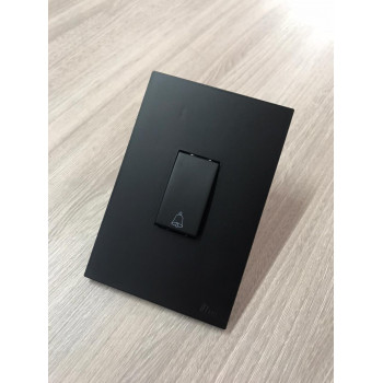 Conjunto Pulsador de Campainha Vertical 4x2 - RECTA PRETO BLACK SATIN FOSCO